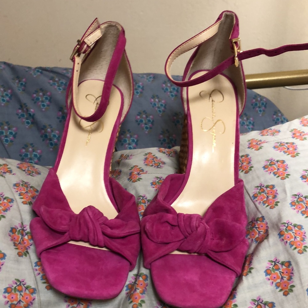 NWOT jessica Simpson fushia size 9 wedge sandals From Macy's